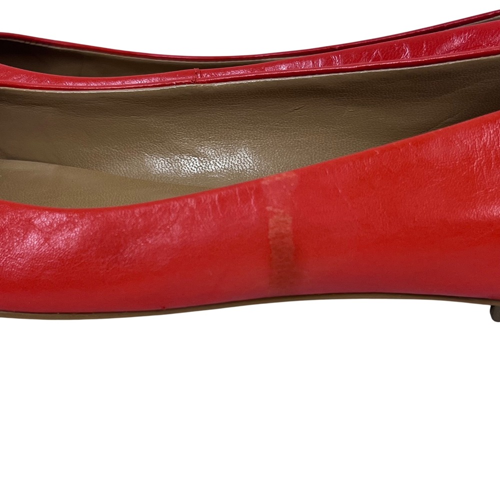 Talbots Red Orange Leather Ballet Flats Gold Detail Women Size 9B Round Toe * - Picture 8 of 9